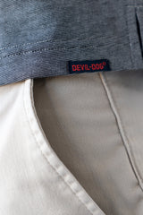 Devil Dog Feeder Stripe Polo In Mélange Charcoal