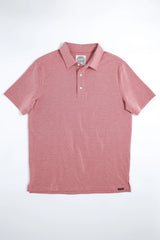 Devil Dog Feeder Stripe Polo In Mélange Withered Red