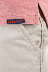 Devil Dog Feeder Stripe Polo In Mélange Withered Red