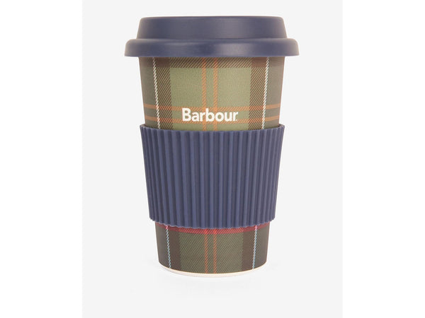 Barbour Travel Mug Gift Set In Navy & Classic Tartan