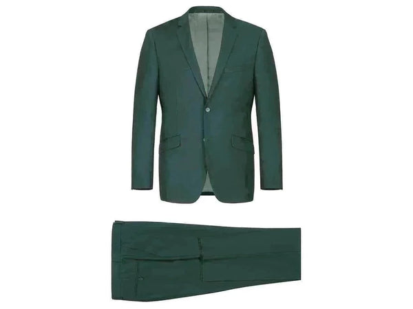 -Rainwater's -Rainwater's - Suits - Rainwater's Fine Tropical Weight Man Made Fabric Slim Fit Suit In Hunter Green -