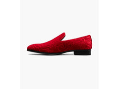 -Rainwater's -Stacy Adams - Shoes - Stacy Adams Saunders Debossed Velour Slip On Loafer in Red -