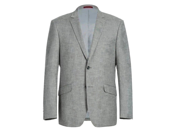 -Rainwater's -Rainwater's - Suits - Rainwater's Silver Grey Sharkskin Tropical Weight Man Made Fabric Slim Fit Suit -