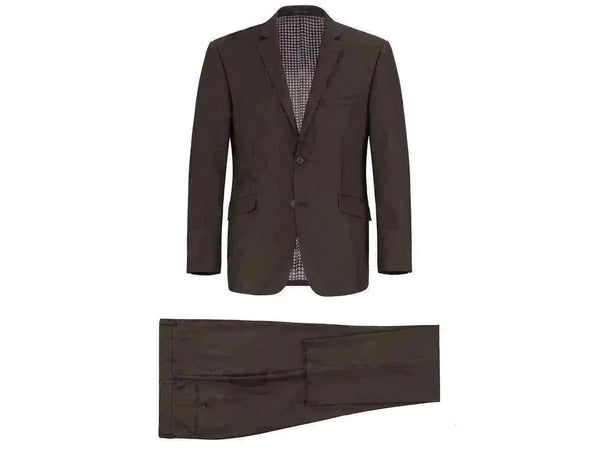 -Rainwater's -Rainwater's - Suits - Rainwater's Fine Tropical Weight Man Made Fabric Slim Fit Suit In Dark Brown -