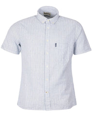 Barbour Seer 10 Inky Blue and White Seersucker Stripe Short Sleeve Button Down Collar Tailored Fit Shirt - Rainwater's Men's Clothing and Tuxedo Rental