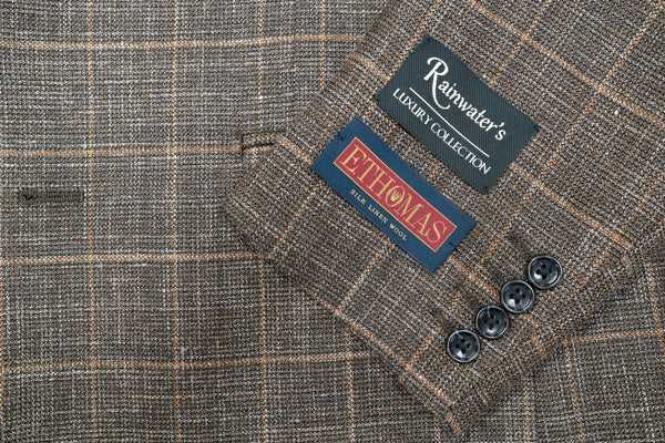 E. Thomas Brown Windowpane Wool Silk & Linen Sport Coat - Rainwater's Men's Clothing and Tuxedo Rental