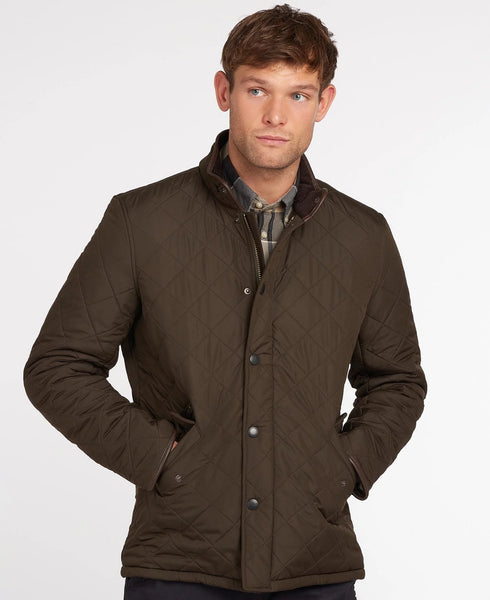 Barbour Powell Quilted Jacket In Olive - Rainwater's Men's Clothing and Tuxedo Rental