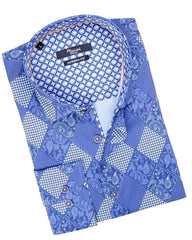 Mizumi Blue Diamond Mulit Print Sport Shirt - Rainwater's Men's Clothing and Tuxedo Rental