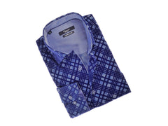 Mizumi Blue Diaganal Plaid Sport Shirt - Rainwater's Men's Clothing and Tuxedo Rental