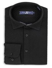 Stone Rose Black Basketweave Knit Long Sleeve Shirt - Rainwater's Men's Clothing and Tuxedo Rental