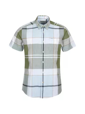 Barbour Douglas Short Sleeve Button Down Collar Tailored Fit Shirt In Washed Olive