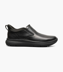 Florsheim Fleet Plain Toe Slip On Sneaker In Black With Black Sole