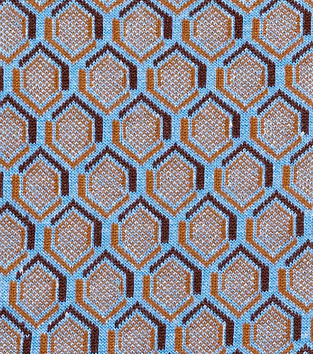 Stacy Adams Hexagon Pattern Dress Sock in Blue Multi