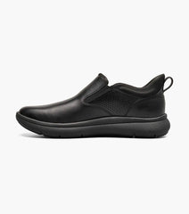 Florsheim Fleet Plain Toe Slip On Sneaker In Black With Black Sole