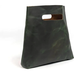 Minimalist Handmade Handbag | Full Grain Leather Grocery Bag: Bourbon Brown