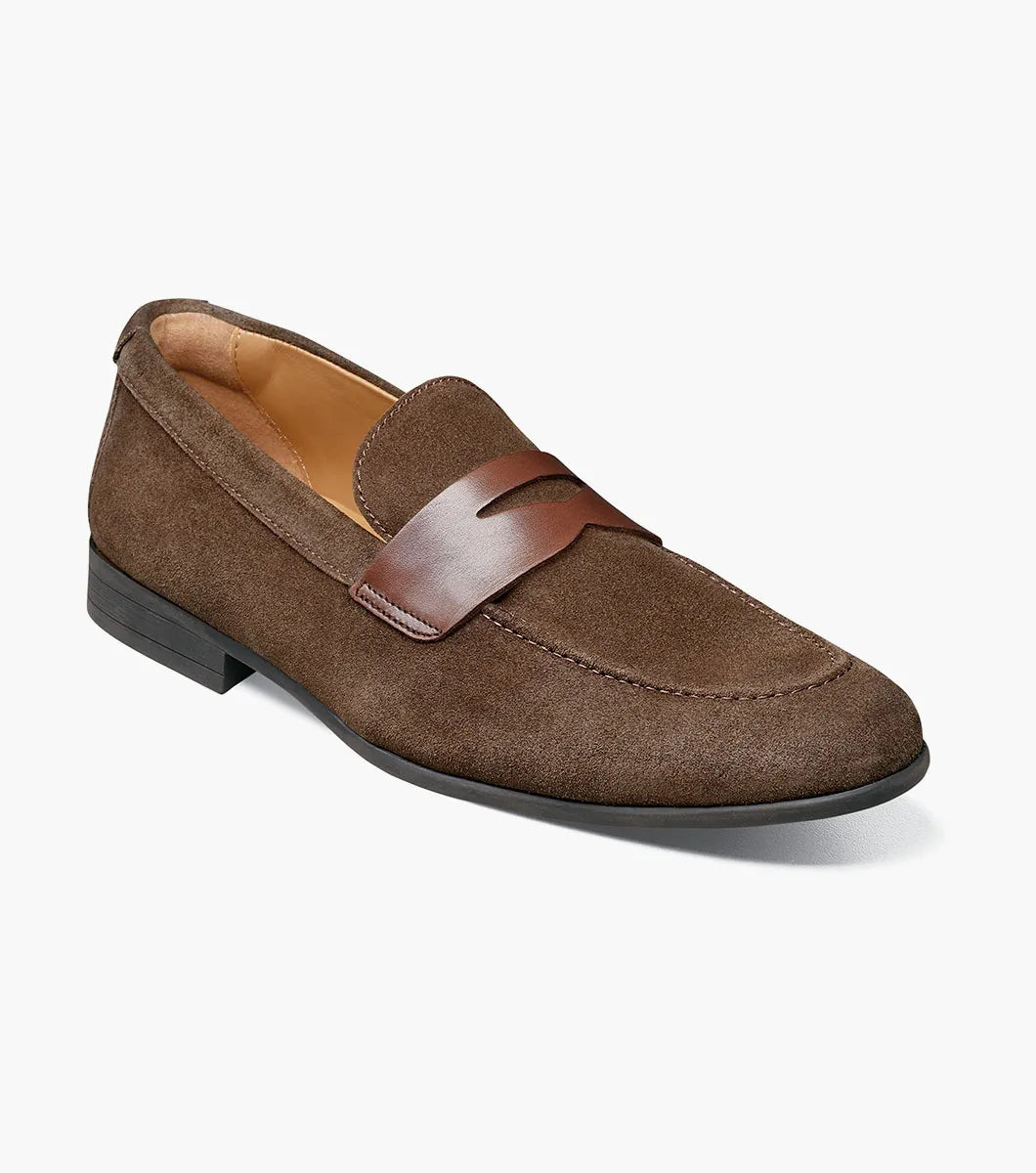 Florsheim Modena Moc Toe Penny Loafer in Brown Suede