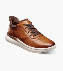 Florsheim Fleet Perf Toe Elastic Lace Sneaker in Cognac