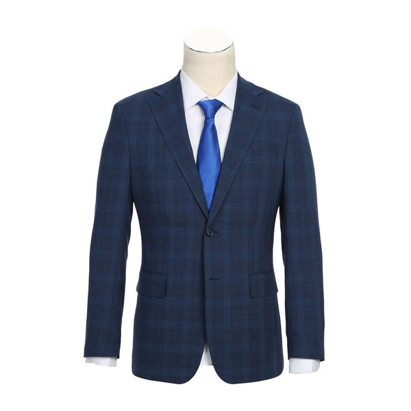 English Laundry Notch Lapel Slim Fit Suit In Airforce Blue Plaid