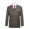 Rainwater's Double Breasted Peak Lapel Slim Fit Suit in Brown and Navy Plaid