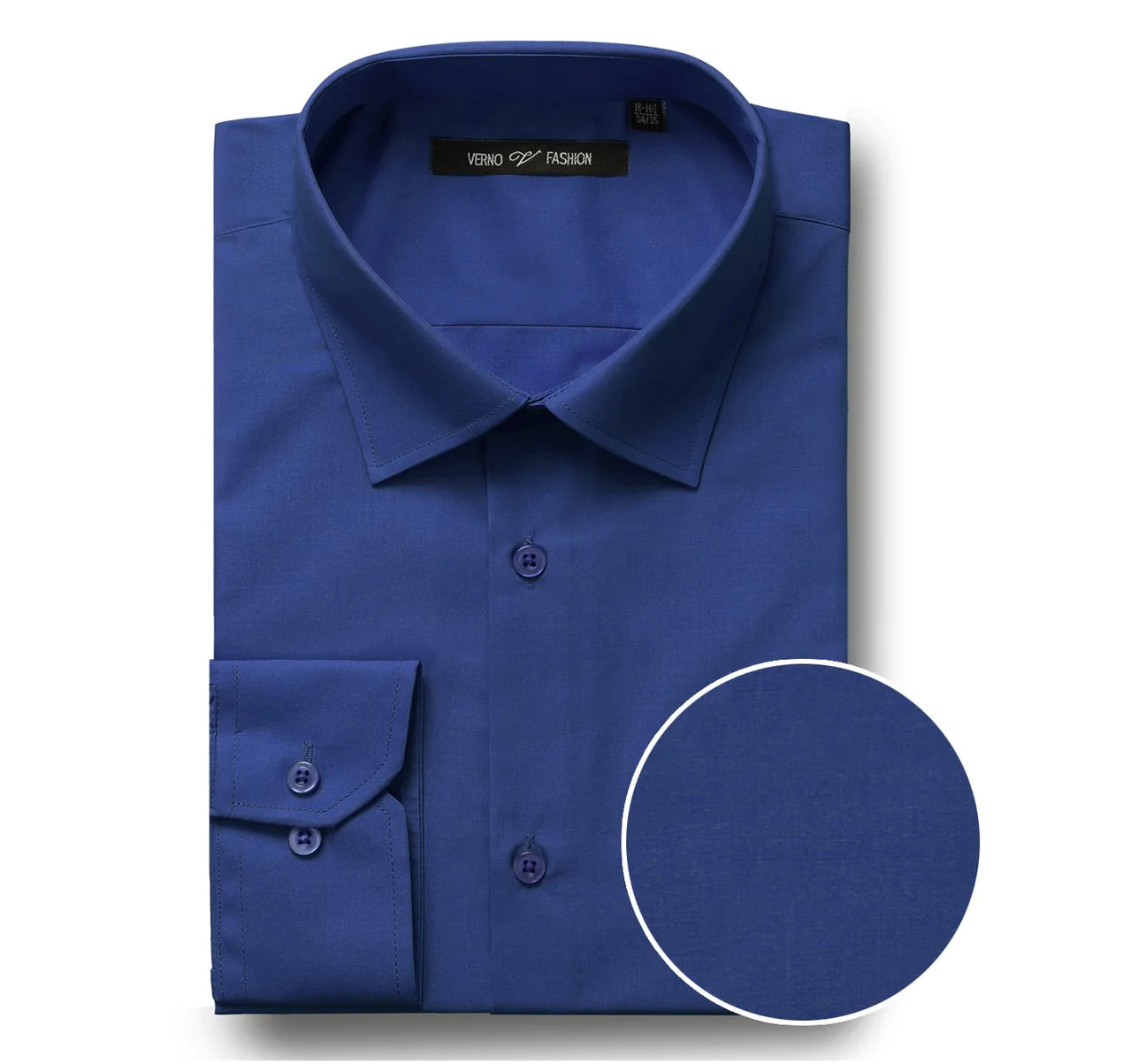 Verno Fashion Dress Shirt Polyester Cotton Blend in Royal Blue