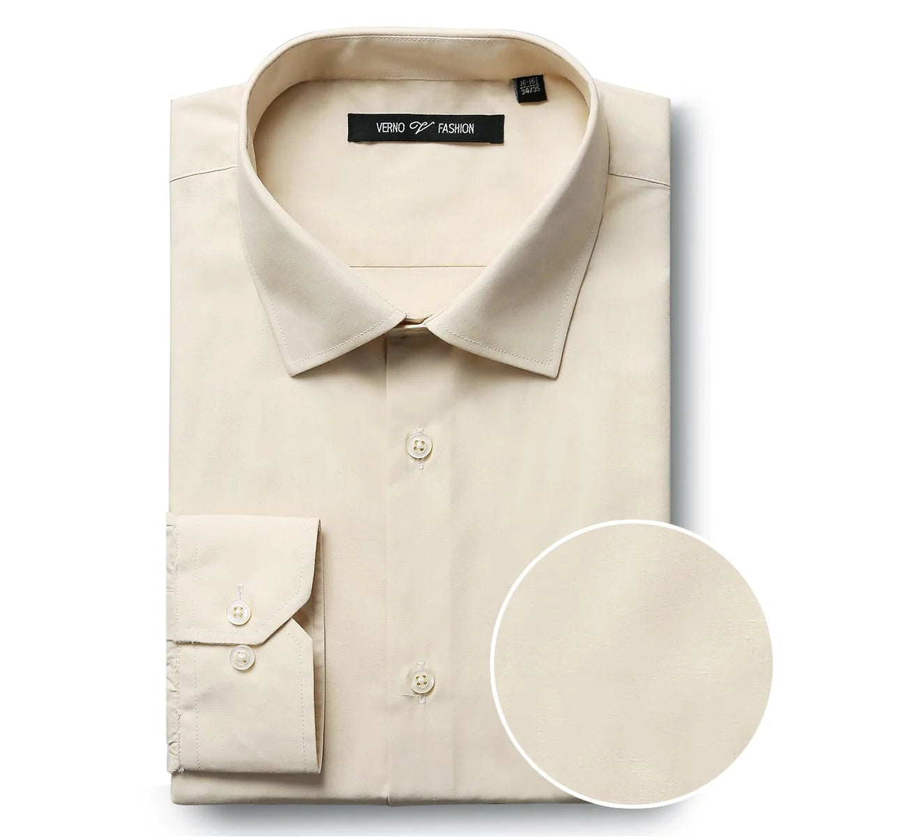 Verno Fashion Dress Shirt Polyester Cotton Blend in Taupe