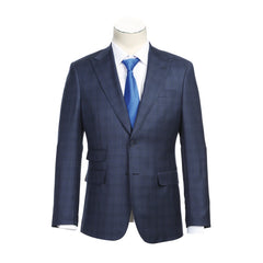 English Laundry Peak Lapel Slim Fit Suit In Blue Muted Plaid