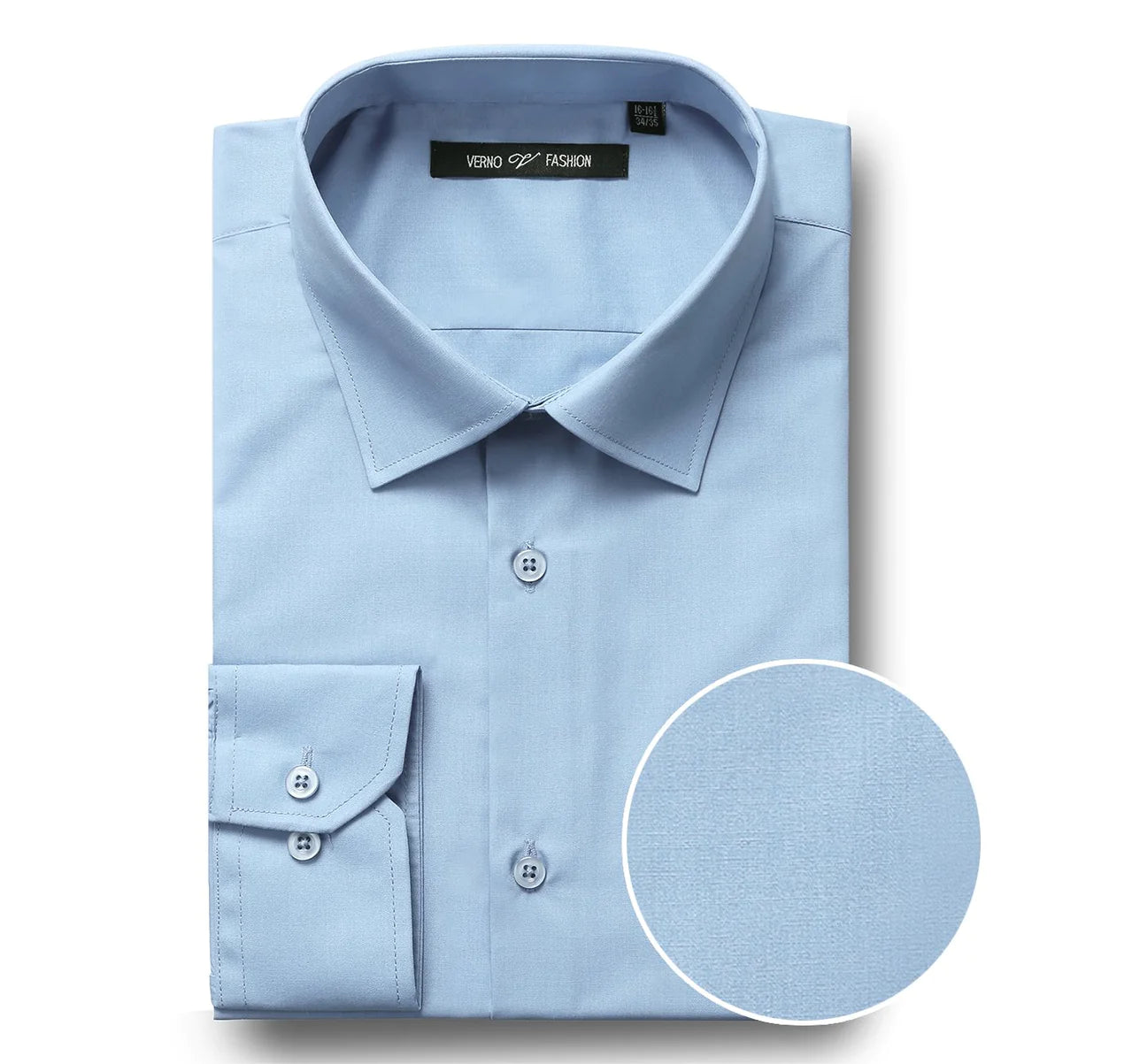 Verno Fashion Dress Shirt Polyester Cotton Blend in Sky Blue