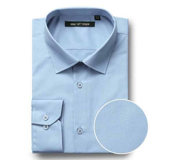 Verno Fashion Dress Shirt Polyester Cotton Blend in Sky Blue