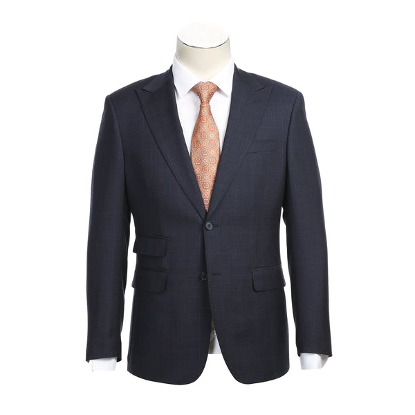English Laundry Peak Lapel Slim Fit Suit In Char Blue Heather
