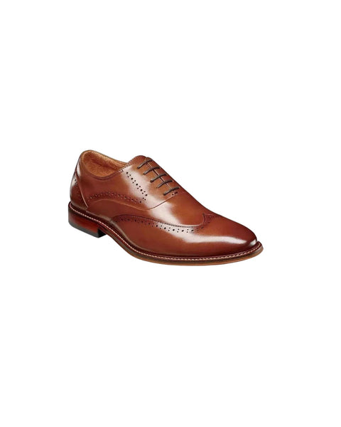 Stacy Adams Macarthur Wingtip Oxford Shoe in Cognac - Rainwater's Men's Clothing and Tuxedo Rental