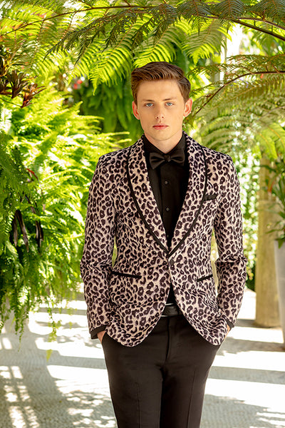 Leopard Pattern Shawl Lapel Dinner Jacket Tuxedo Rental