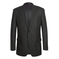 Rainwater's Luxury Collection Super 140's Wool Classic Fit Suit In Charcoal and Brown Plaid