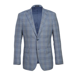 English Laundry Slim Fit Suit In Silver & Blue Plaid