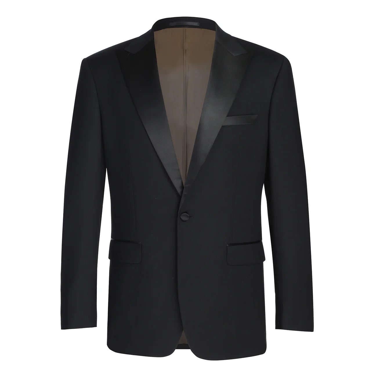 Rainwater's Luxury Collection Super 140's Wool Slim Fit Black Peak Lapel Tuxedo