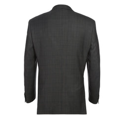 Rainwater's Luxury Collection Super 140's Wool Classic Fit Suit In Charcoal and Brown Plaid