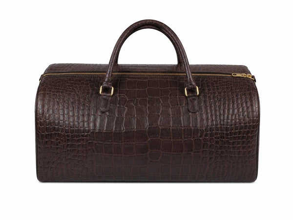 20-Inch Genuine Leather Crocodile Embossed Weekender Duffle