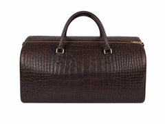 20-Inch Genuine Leather Crocodile Embossed Weekender Duffle