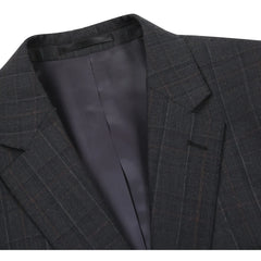 Rainwater's Luxury Collection Super 140's Wool Classic Fit Suit In Charcoal and Brown Plaid