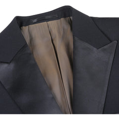 Rainwater's Luxury Collection Super 140's Wool Slim Fit Black Peak Lapel Tuxedo