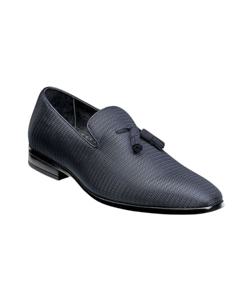 Stacy Adams Tazewell Plain Toe Tassel Slip On Loafer In Navy - Rainwater's Men's Clothing and Tuxedo Rental