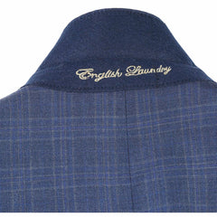 English Laundry Peak Lapel Slim Fit Suit In Blue Muted Plaid
