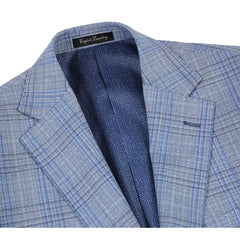 English Laundry Slim Fit Suit In Silver & Blue Plaid