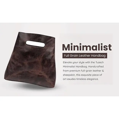 Minimalist Handmade Handbag | Full Grain Leather Grocery Bag: Bourbon Brown
