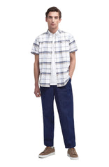 Barbour Dudley Short-Sleeve Button Down Collar Tailored Shirt In Navy
