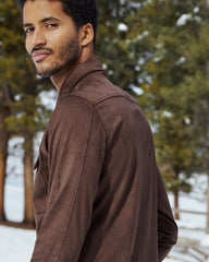 7 Diamonds Suede Shirt Jacket Overshirt In Cacao Dark Brown