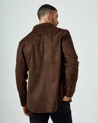 7 Diamonds Suede Shirt Jacket Overshirt In Cacao Dark Brown
