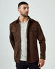 7 Diamonds Suede Shirt Jacket Overshirt In Cacao Dark Brown