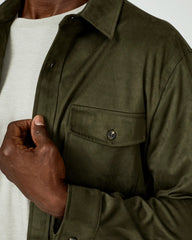 7 Diamonds Suede Shirt Jacket Overshirt In Olive