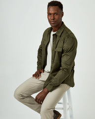 7 Diamonds Suede Shirt Jacket Overshirt In Olive