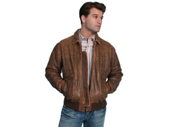 -Rainwater's -Rainwater's -  - Scully Mens Classic Leather Bomber Jacket in Brown Lambskin -
